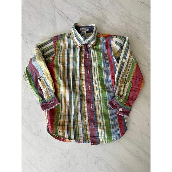 Kitestrings Hartstrings boys button down collar plaid long sleeve shirt sz 4 - Picture 1 of 6